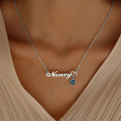 Personalized name necklace from MUHVA STORE with a delicate chain and custom engraved name pendant in elegant design.