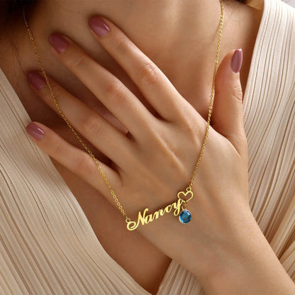 Personalized name necklace from MUHVA STORE featuring custom engraved name pendant on a delicate chain.