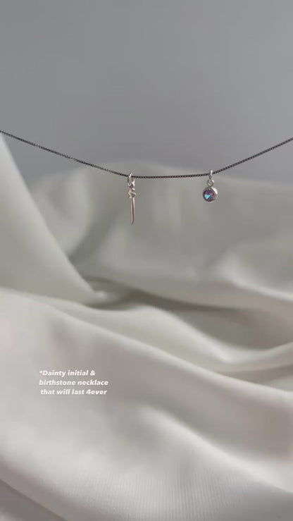 Arabic initial birthstone necklace featuring a personalized initial pendant with a sparkling birthstone, stylish jewelry from MUHVA STORE