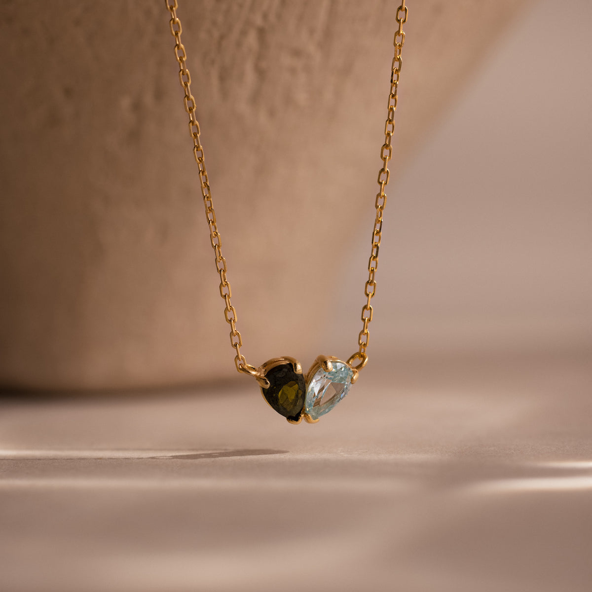 Teardrop birthstone name necklace from MUHVA STORE featuring a personalized pendant with a sparkling birthstone.