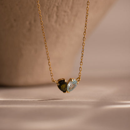 Teardrop birthstone name necklace from MUHVA STORE featuring a personalized pendant with a sparkling birthstone.