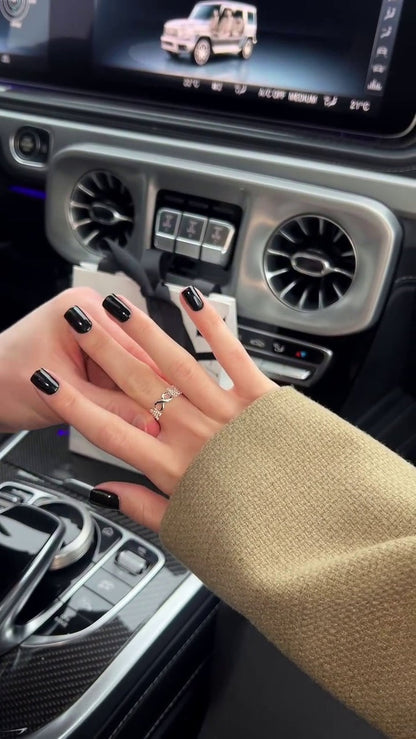 Silver personalized script ring from MUHVA STORE with custom engraved name or message on a sleek band.
