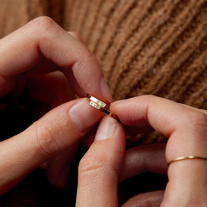 Memory Wrap Ring by MUHVA STORE featuring a sleek silver band with an engraved memory-inspired design.