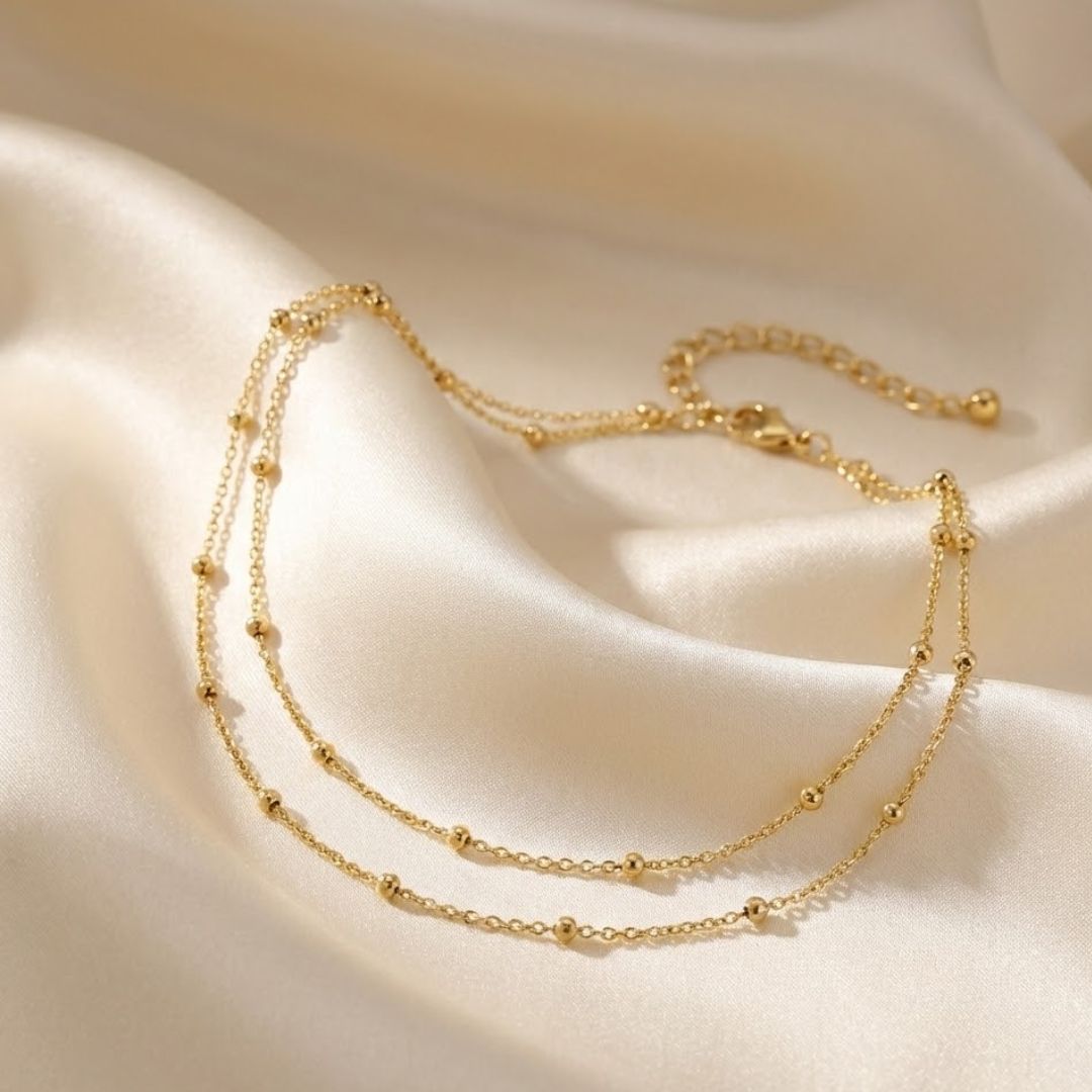 Double layer waist chain from MUHVA STORE featuring gold-tone metal with intricate chain details for stylish waist adornment.