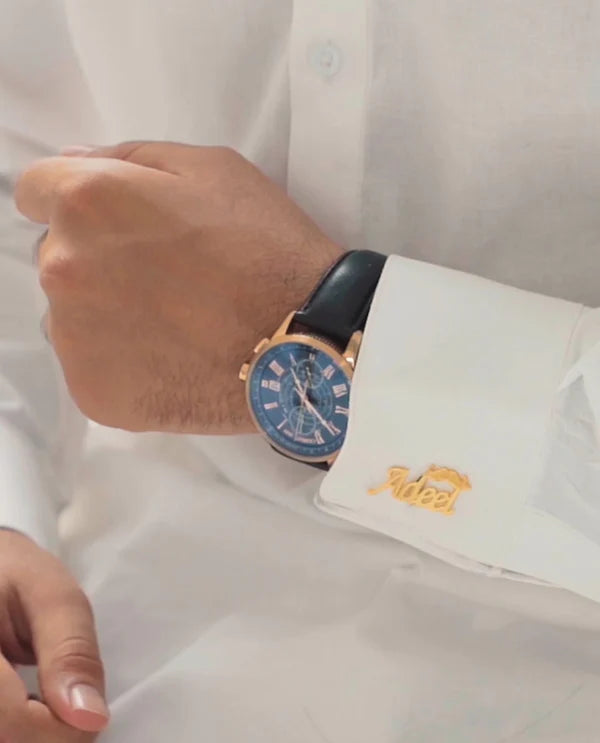 Elegant stainless steel cufflinks from MUHVA STORE, shown in a pack of two, with a polished, modern design for formal wear.