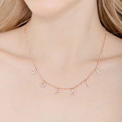 Letter necklace and bracelet set with gold-tone chains and alphabet charms, stylish accessories from MUHVA STORE.