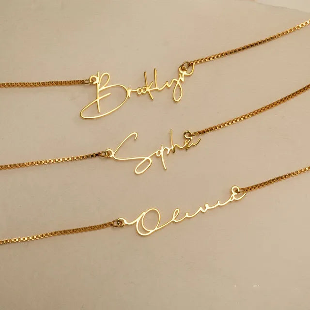 Pack of 2 personalized name necklaces from Muhva Store featuring stylish, custom engraved jewelry on a sleek chain.