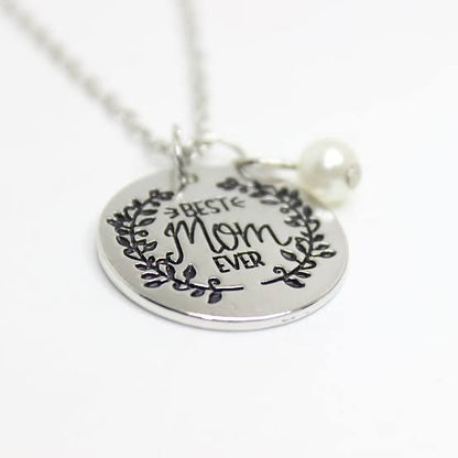 Two Muhva Store "Best Mom Ever" necklaces featuring heart and star charms, stylish jewelry for moms in a pack of two.