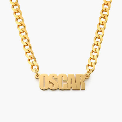 Custom name necklace from Muhva Store featuring a personalized pendant with engraved name on a delicate chain.